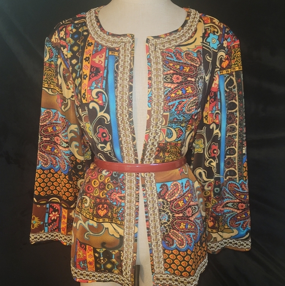Joan Rivers Open Front Drape Blazer Cardigan Embellished